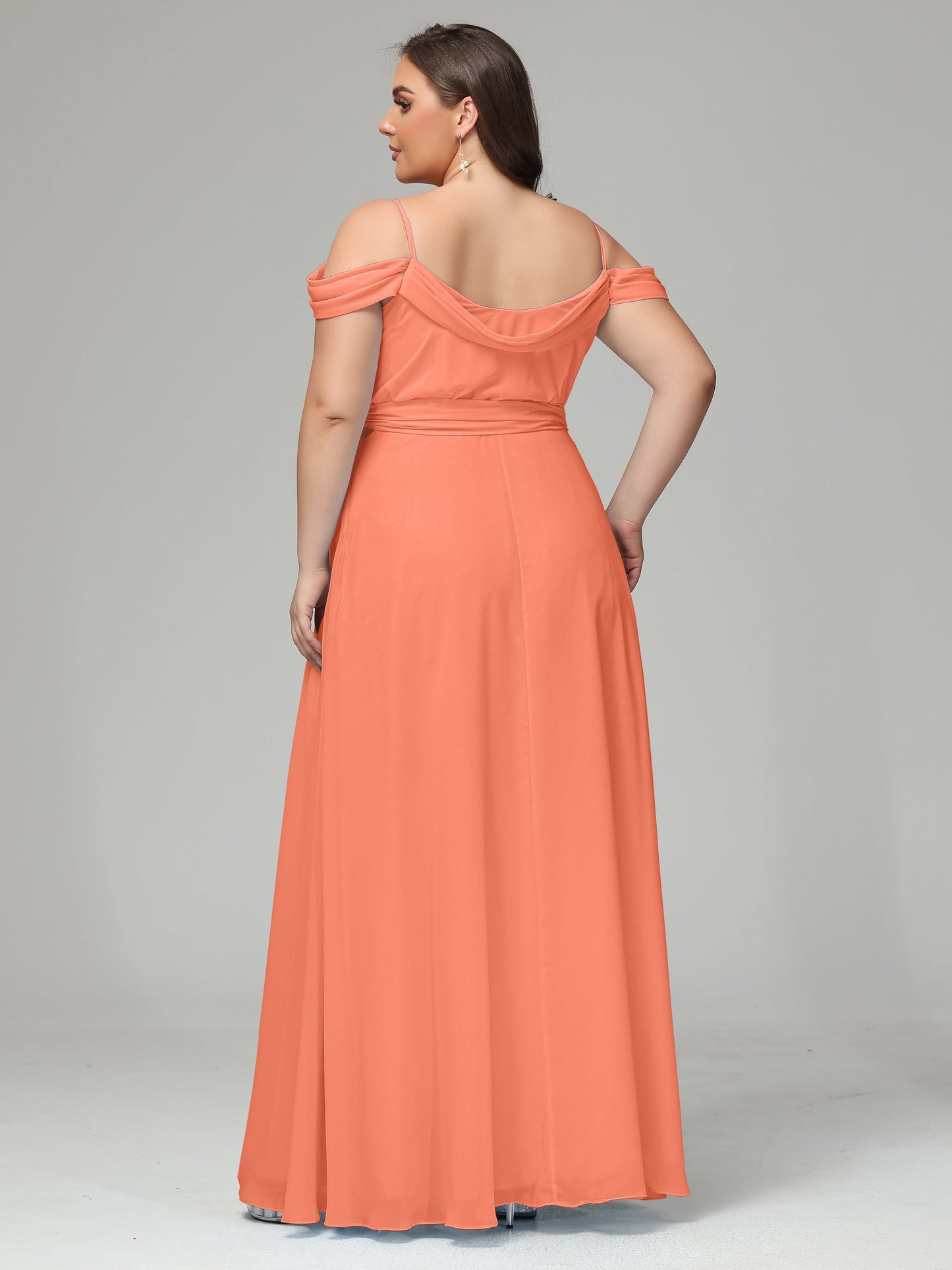 Off The Shoulder Plus Size Chiffon Long Bridesmaid Dresses
