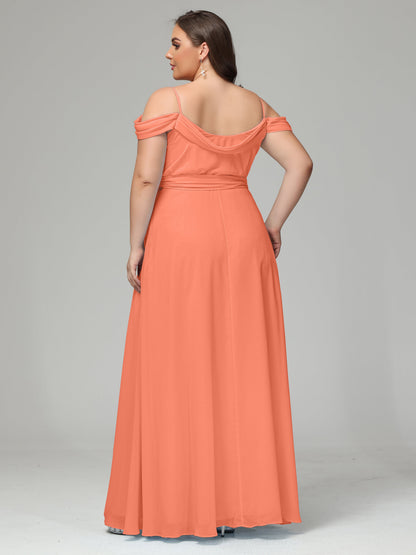Off The Shoulder Plus Size Chiffon Long Bridesmaid Dresses