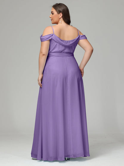Off The Shoulder Plus Size Chiffon Long Bridesmaid Dresses