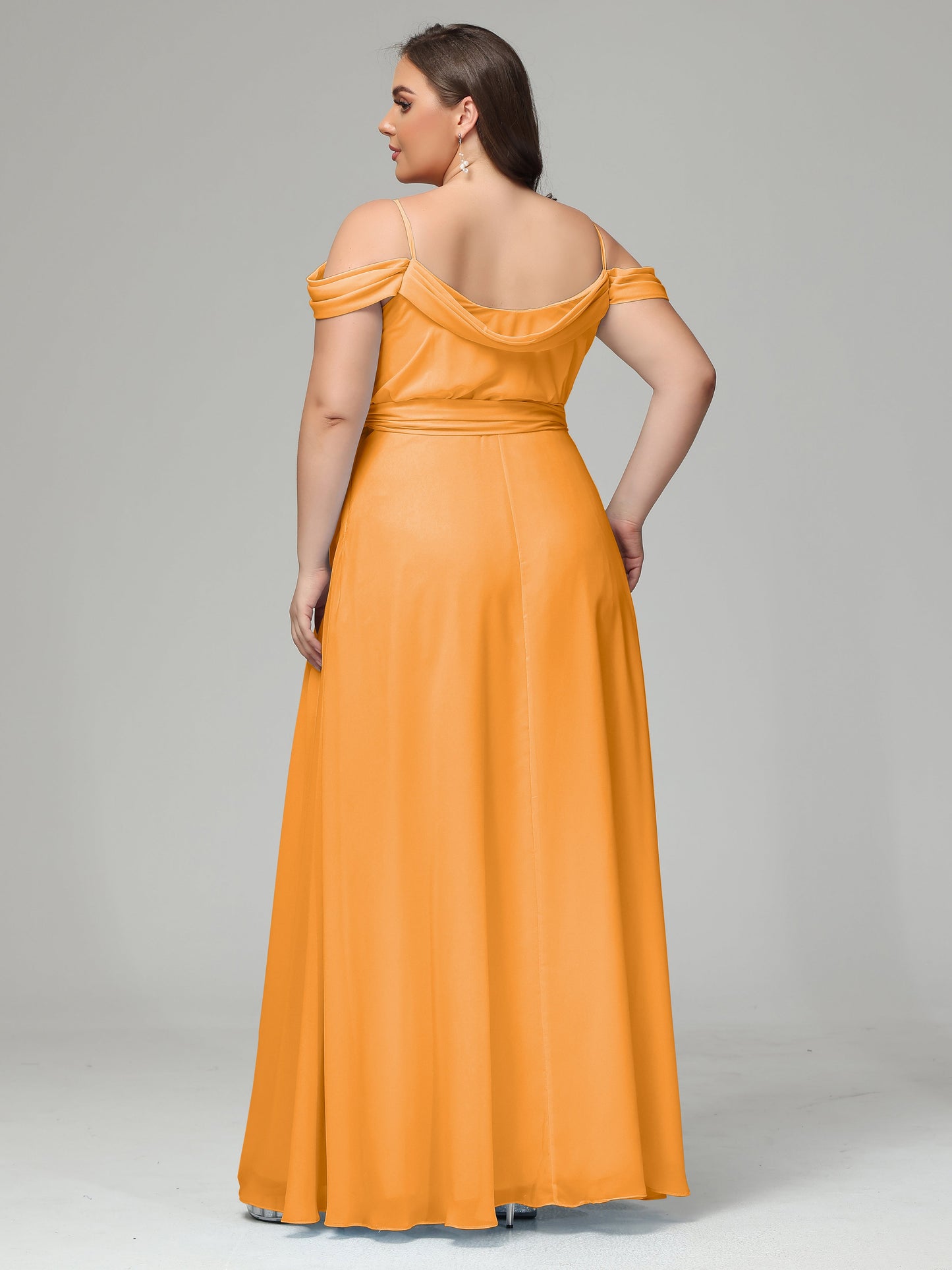 Off The Shoulder Plus Size Chiffon Long Bridesmaid Dresses