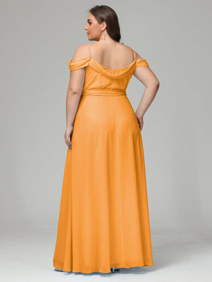 Off The Shoulder Plus Size Chiffon Long Bridesmaid Dresses