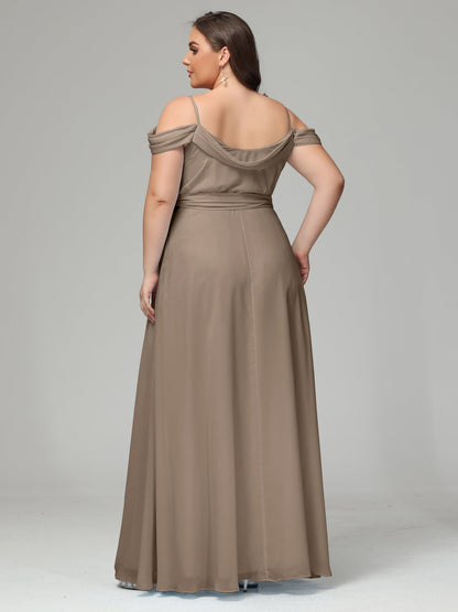 Off The Shoulder Plus Size Chiffon Long Bridesmaid Dresses