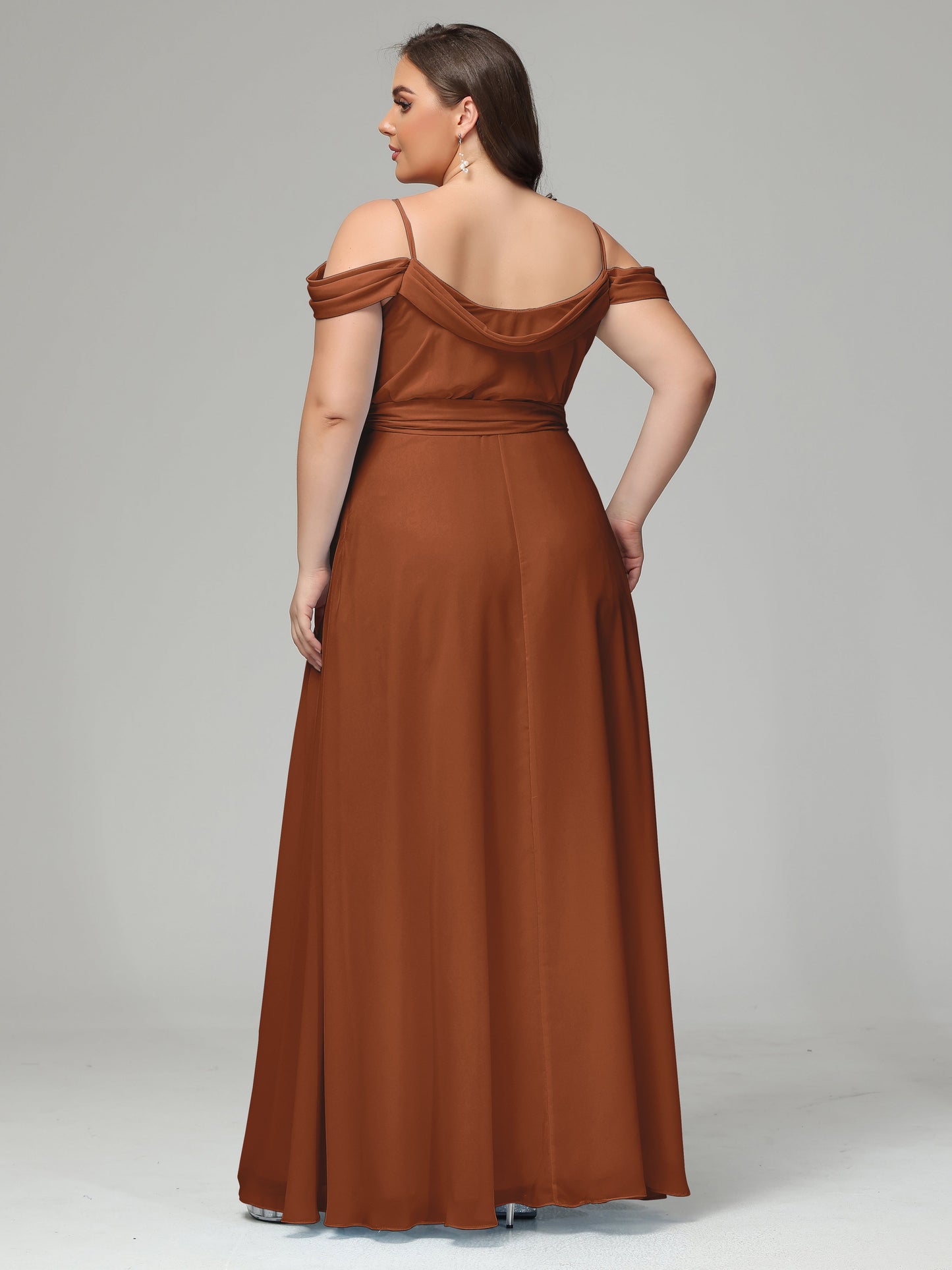 Off The Shoulder Plus Size Chiffon Long Bridesmaid Dresses