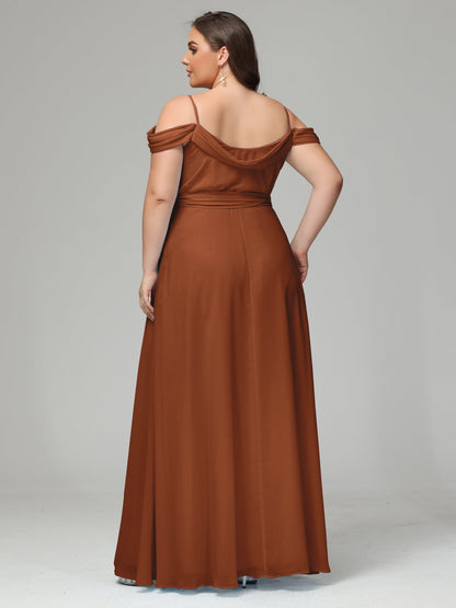 Off The Shoulder Plus Size Chiffon Long Bridesmaid Dresses