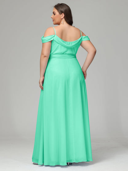 Off The Shoulder Plus Size Chiffon Long Bridesmaid Dresses