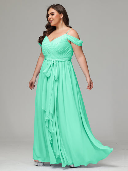 Off The Shoulder Plus Size Chiffon Long Bridesmaid Dresses