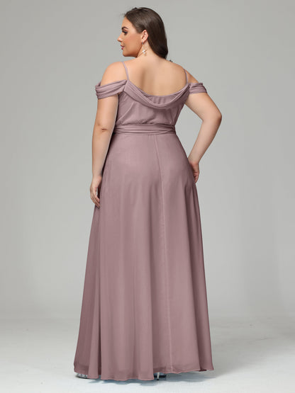 Off The Shoulder Plus Size Chiffon Long Bridesmaid Dresses