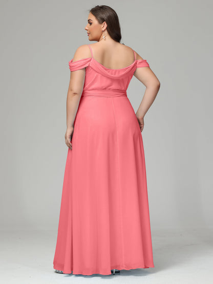 Off The Shoulder Plus Size Chiffon Long Bridesmaid Dresses