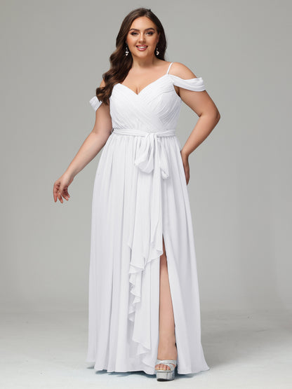 Off The Shoulder Plus Size Chiffon Long Bridesmaid Dresses