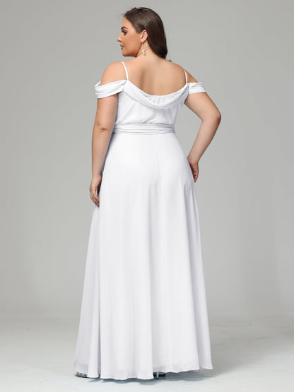 Off The Shoulder Plus Size Chiffon Long Bridesmaid Dresses
