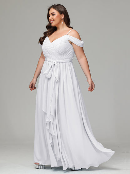 Off The Shoulder Plus Size Chiffon Long Bridesmaid Dresses