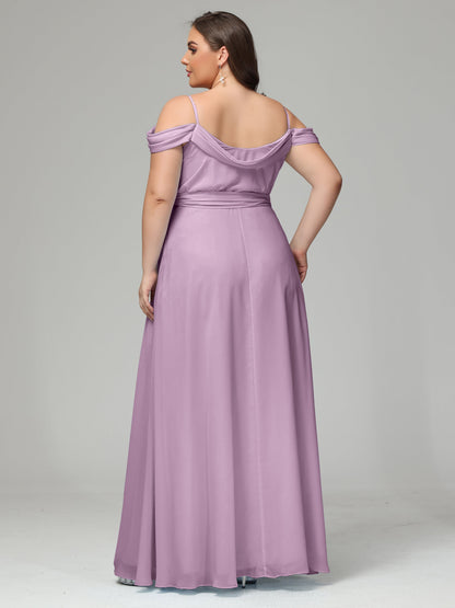 Off The Shoulder Plus Size Chiffon Long Bridesmaid Dresses