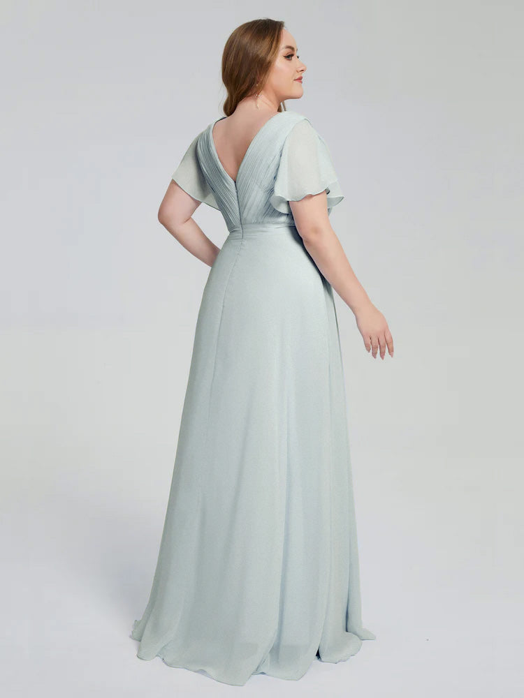 Plus Size Long Bridesmaid Dresses with Sleeves