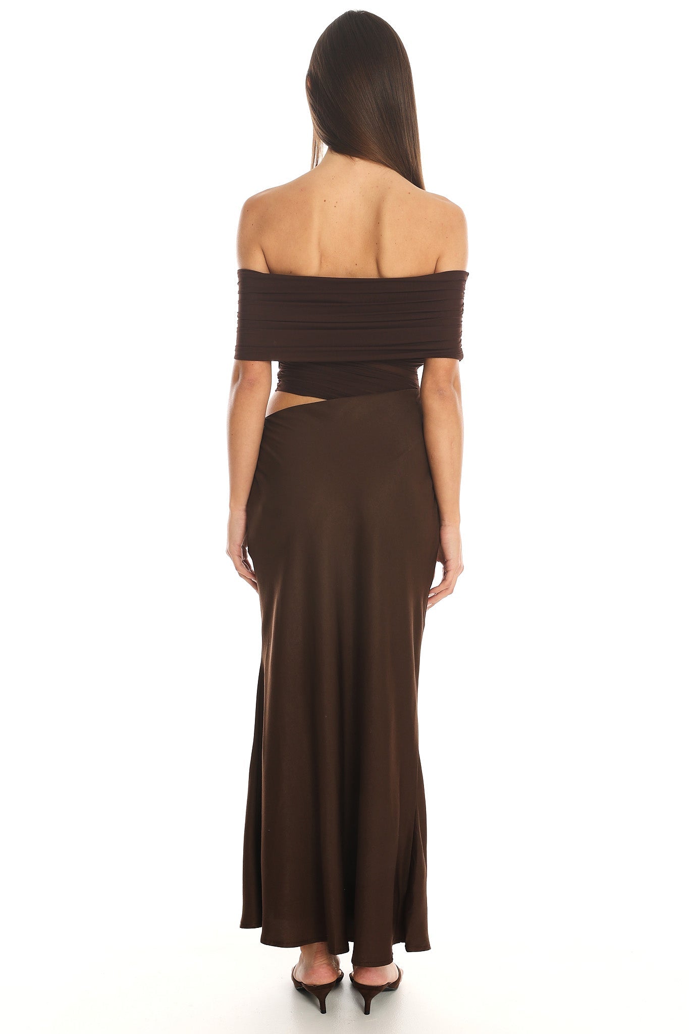 Lorely Off-Shoulder Midi Dress Chocolate