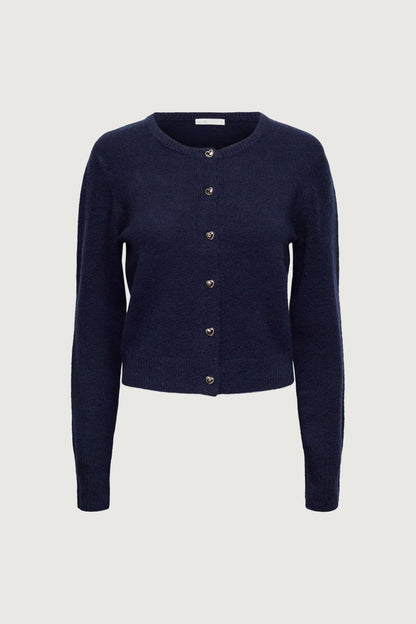 HEART BUTTON FRONT CARDIGAN
