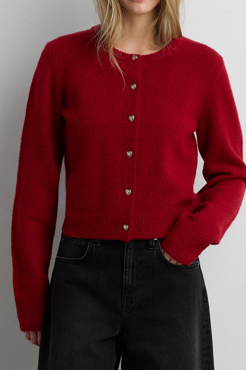 HEART BUTTON FRONT CARDIGAN