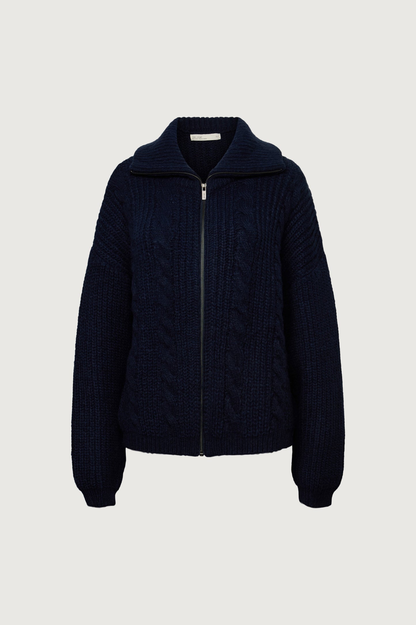 CABLE KNIT COLLARED CARDIGAN