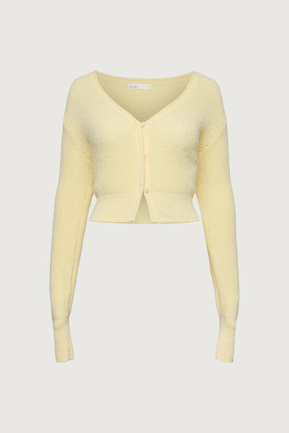 CROPPED LIGHTWEIGHT BUTTON FRONT CARDIGAN