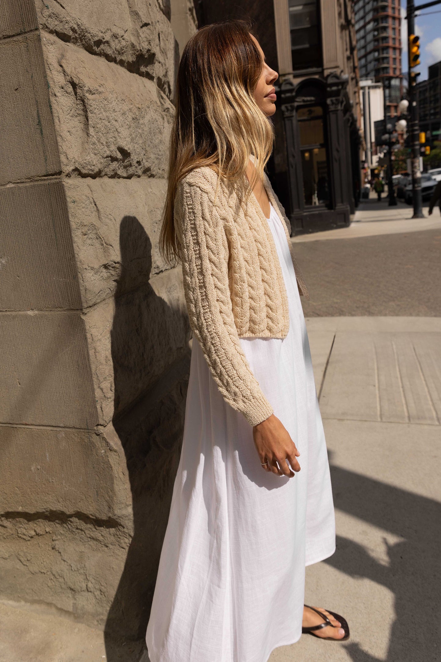 CABLE KNIT LONG-SLEEVE CARDIGAN