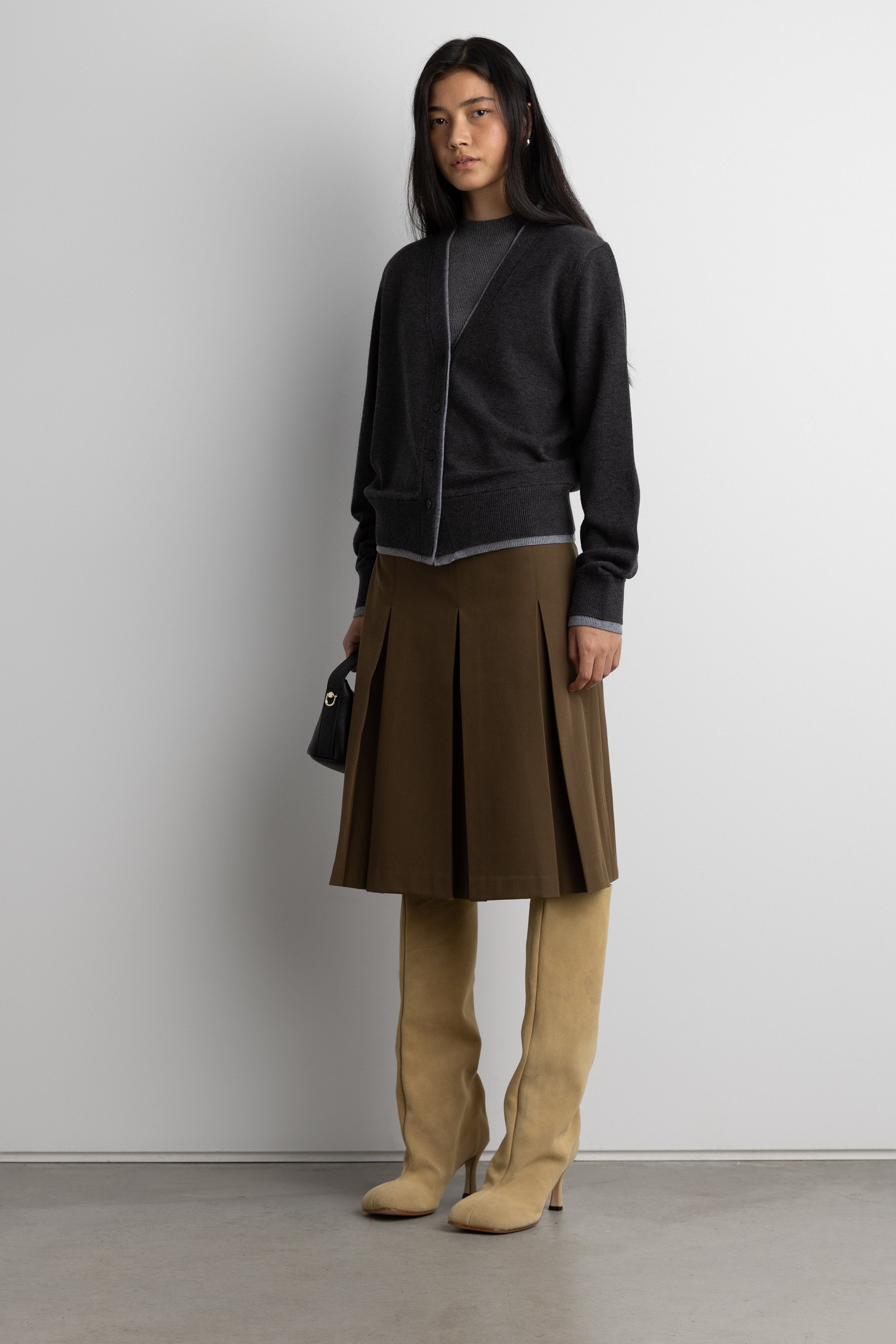 LAYERED EFFECT BUTTON FRONT CARDIGAN