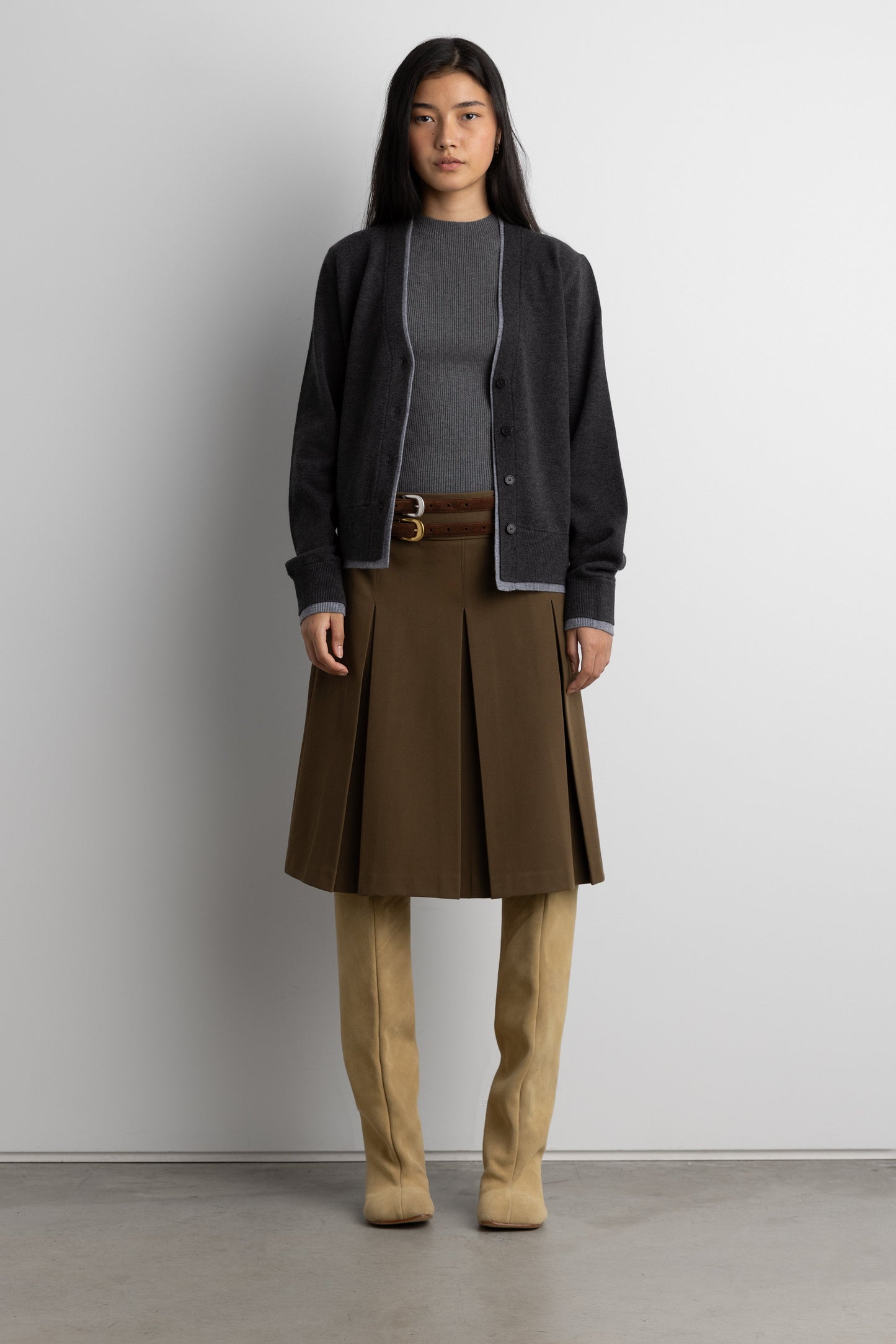 LAYERED EFFECT BUTTON FRONT CARDIGAN