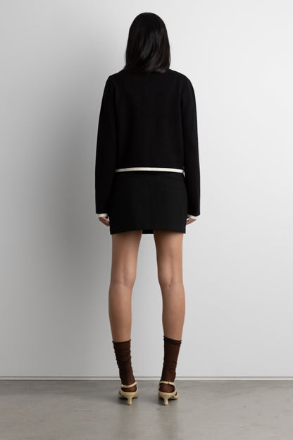 CONTRAST TRIM OPEN FRONT SWEATER