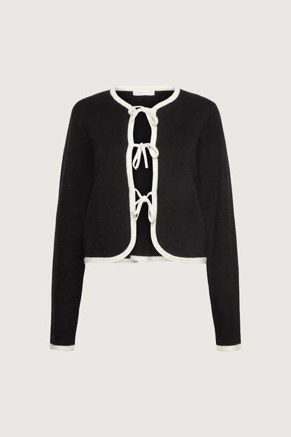 CONTRAST TRIM OPEN FRONT SWEATER
