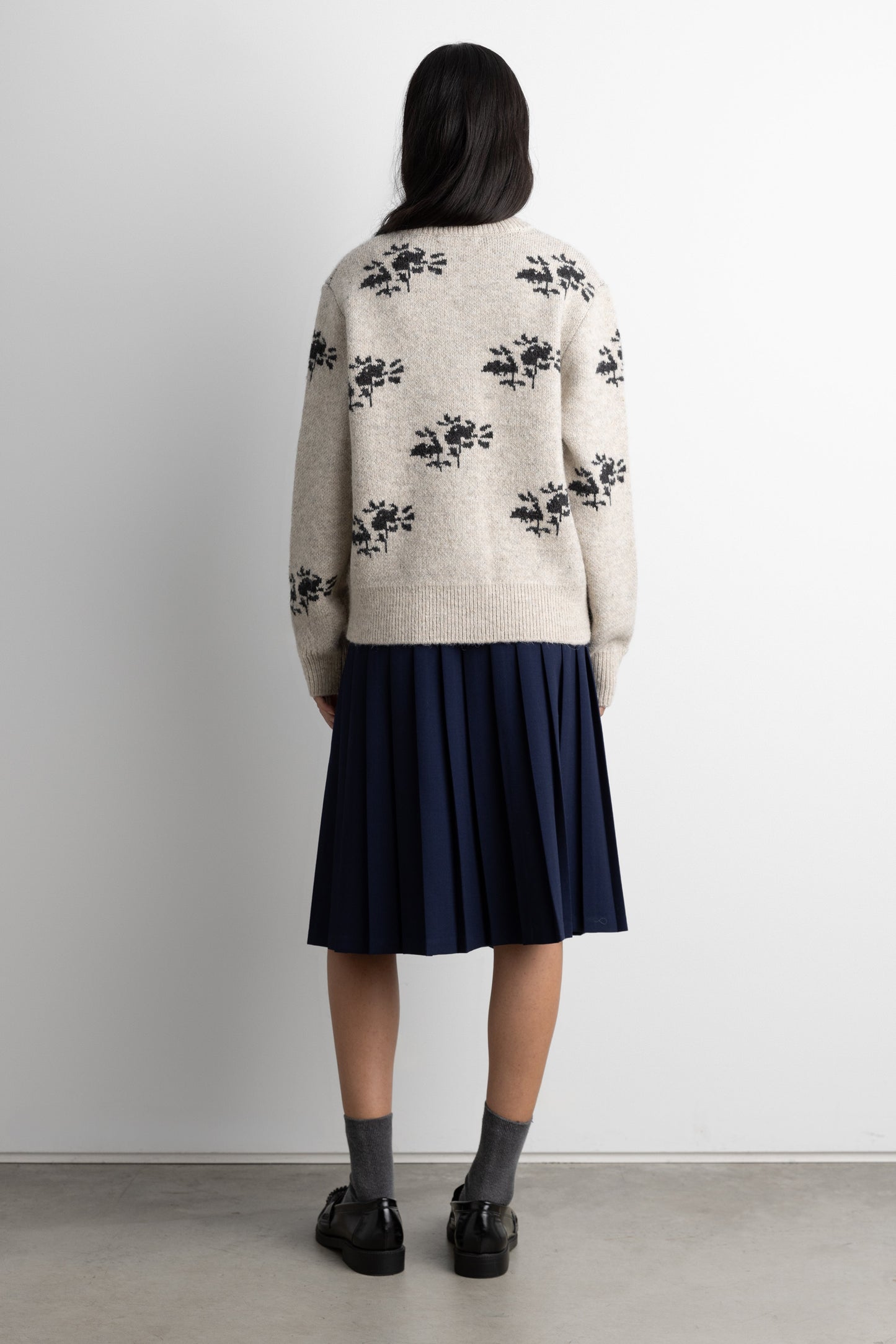 FLORAL JACQUARD WOOL BLEND CARDIGAN