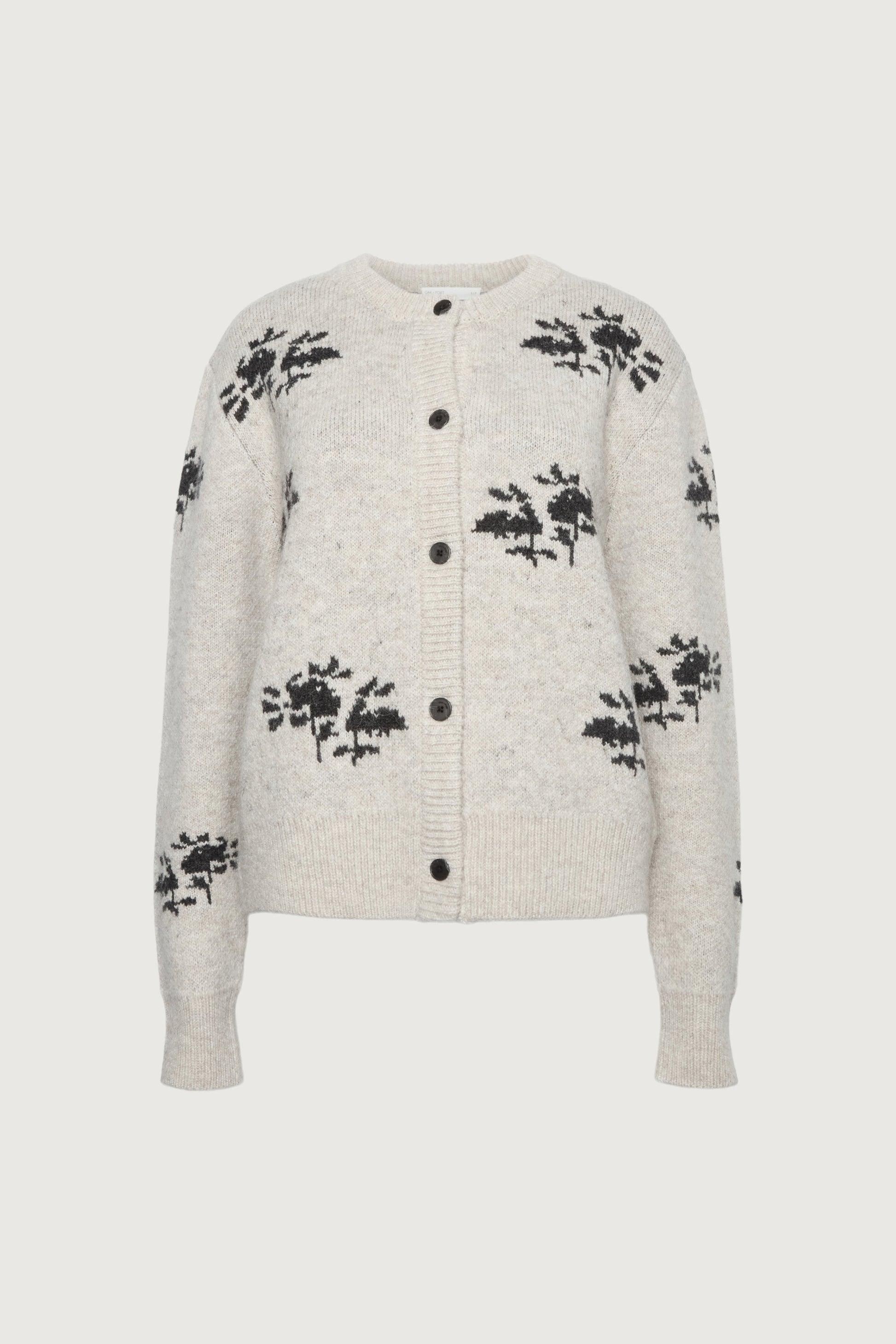 FLORAL JACQUARD WOOL BLEND CARDIGAN