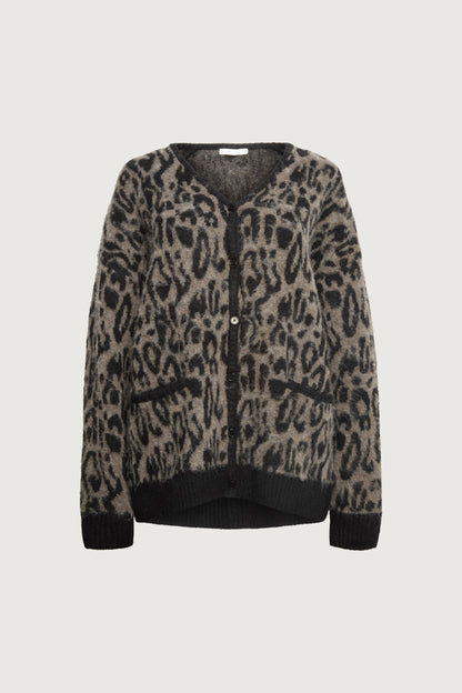 BRUSHED LEOPARD CARDIGAN