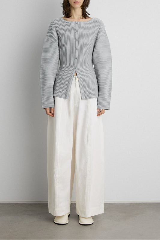 OTTOMAN RIBBED KNIT BUTTON FRONT TOP