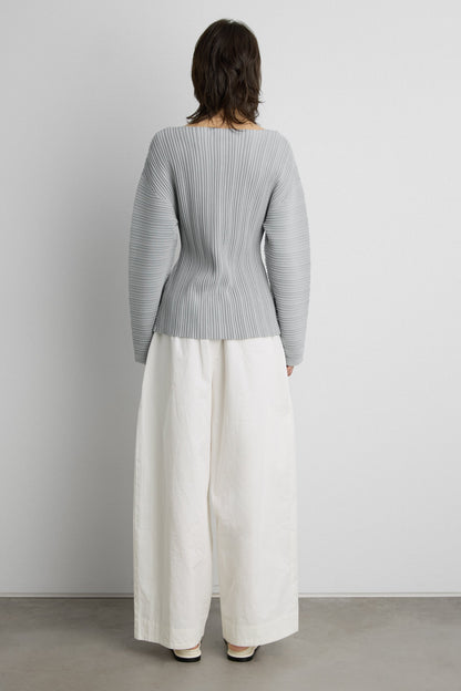 OTTOMAN RIBBED KNIT BUTTON FRONT TOP