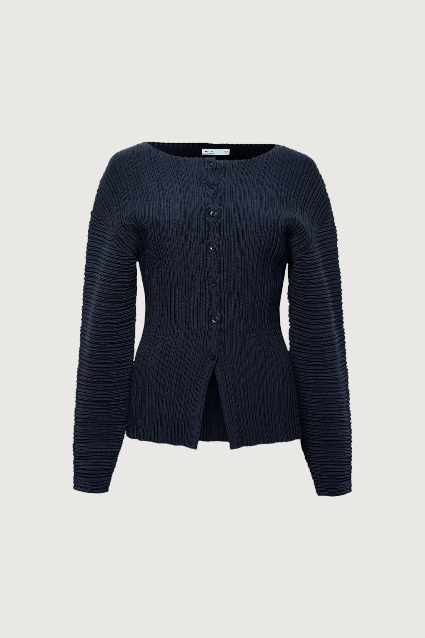 OTTOMAN RIBBED KNIT BUTTON FRONT TOP