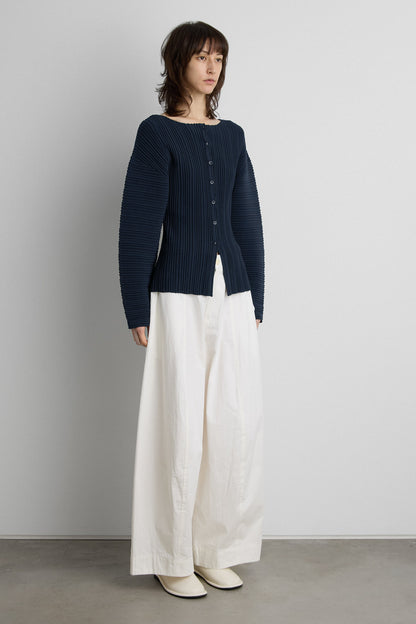 OTTOMAN RIBBED KNIT BUTTON FRONT TOP