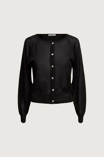 LINEN BLEND BUTTON-UP CARDIGAN