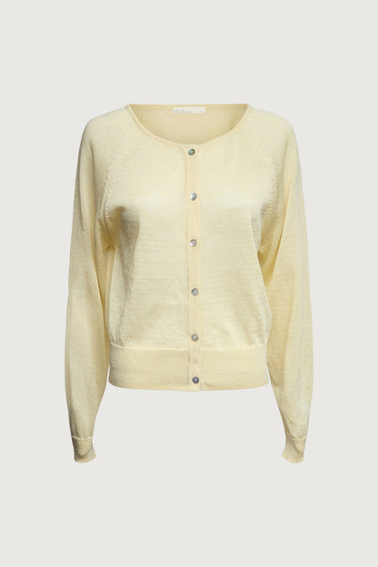 LINEN BLEND BUTTON-UP CARDIGAN