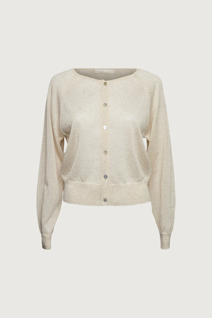 LINEN BLEND BUTTON-UP CARDIGAN