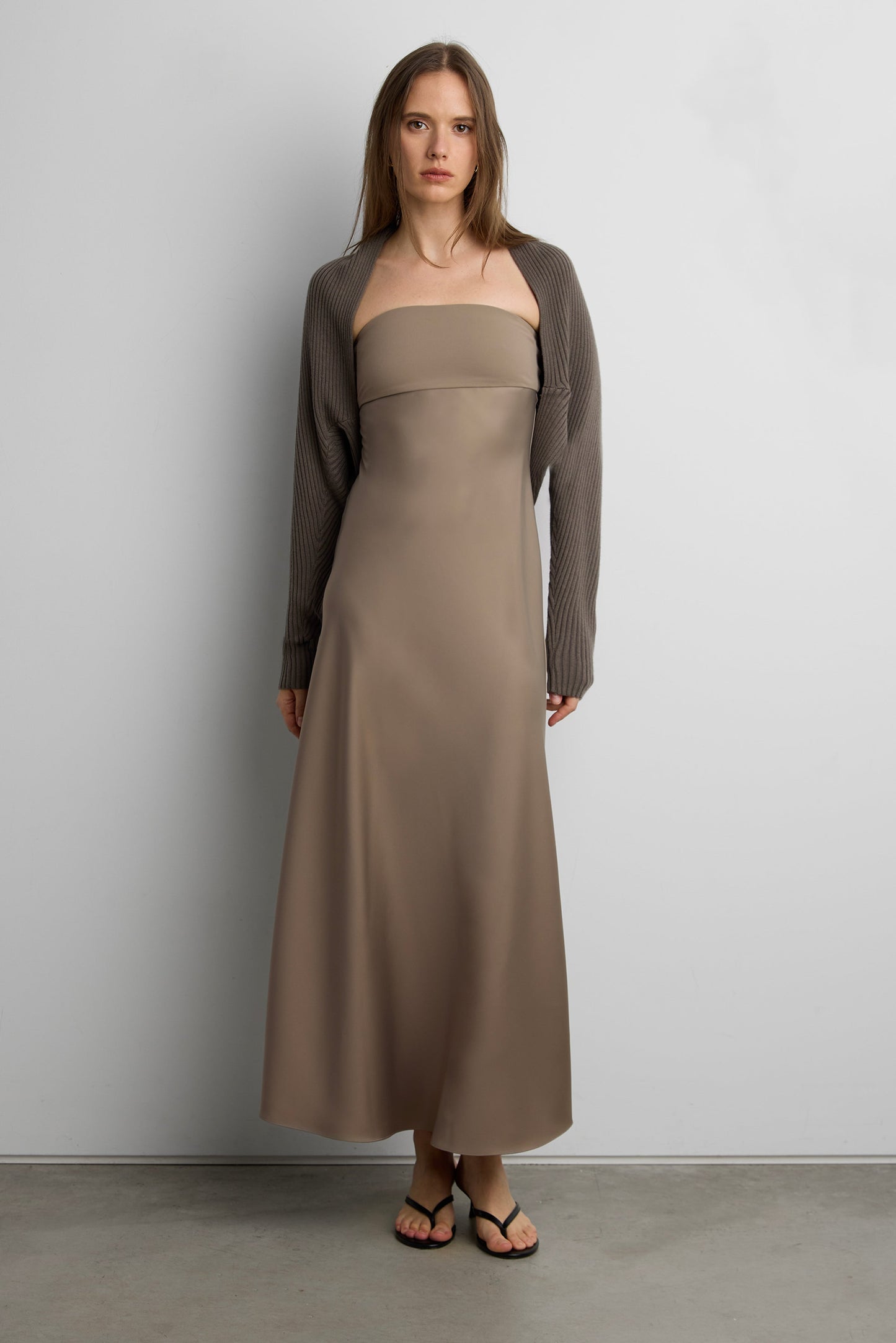 DRAPED RIBBED KNIT BOLERO