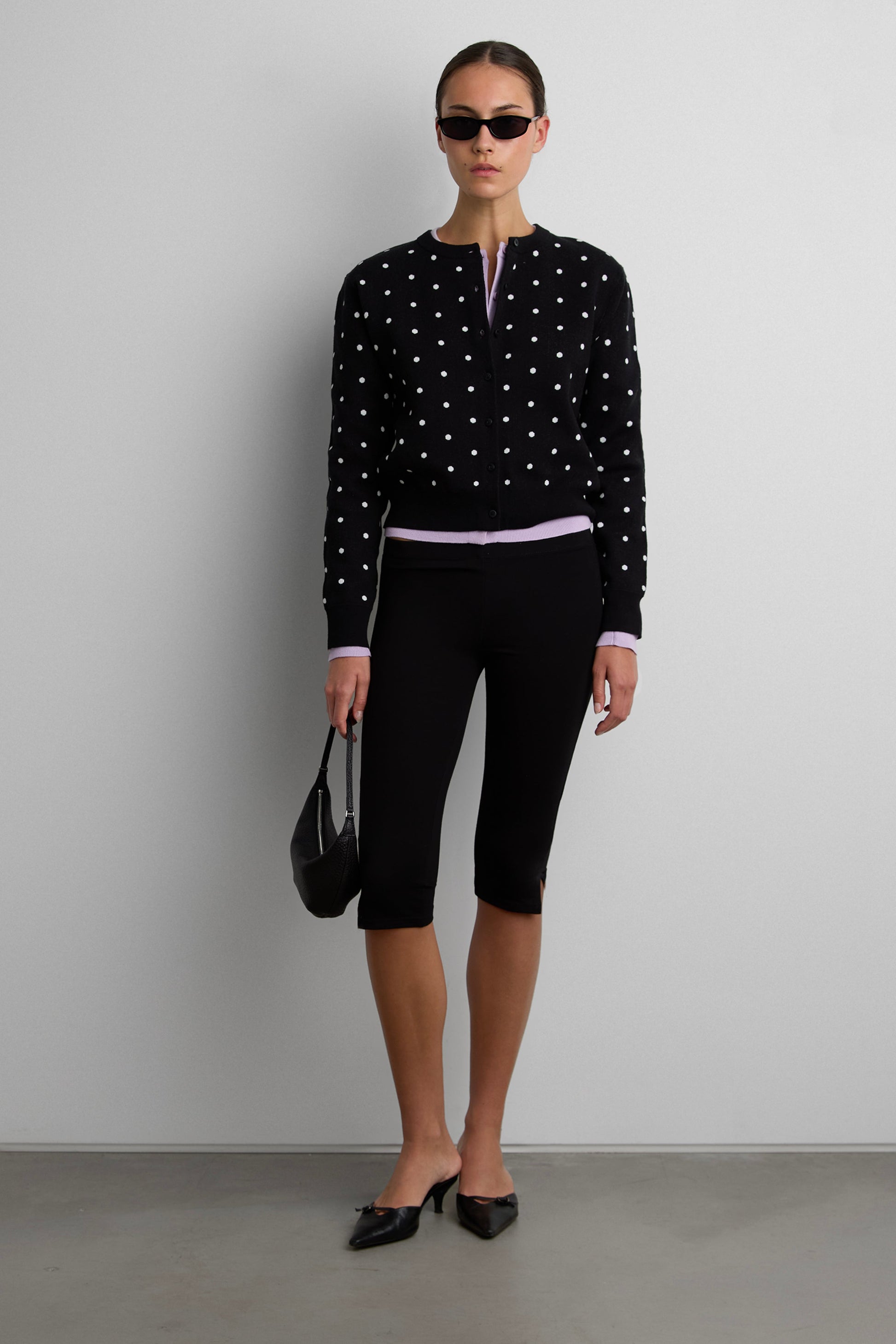 POLKA DOT BUTTON UP CARDIGAN