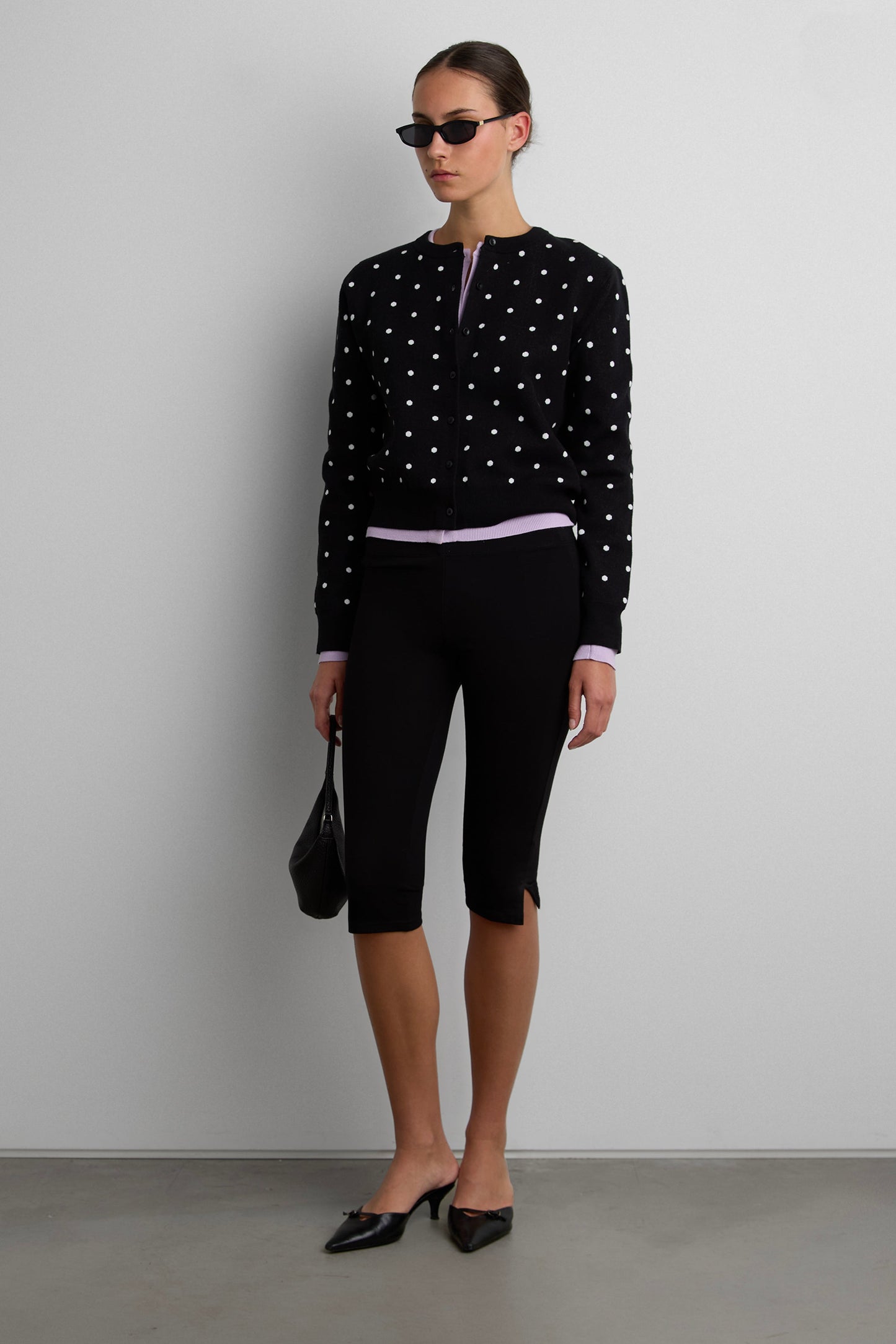 POLKA DOT BUTTON UP CARDIGAN