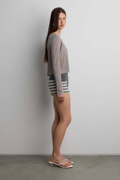 SHEER CARDIGAN WITH TIE FRONT