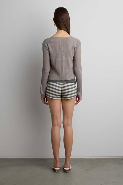 SHEER CARDIGAN WITH TIE FRONT