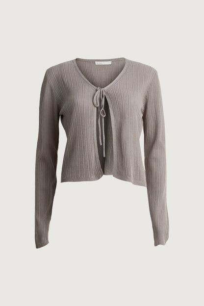 SHEER CARDIGAN WITH TIE FRONT
