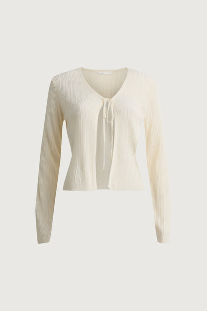 SHEER CARDIGAN WITH TIE FRONT