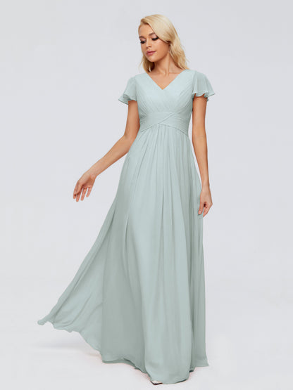 Charlie A-line V Neck Chiffon Bridesmaid Dresses