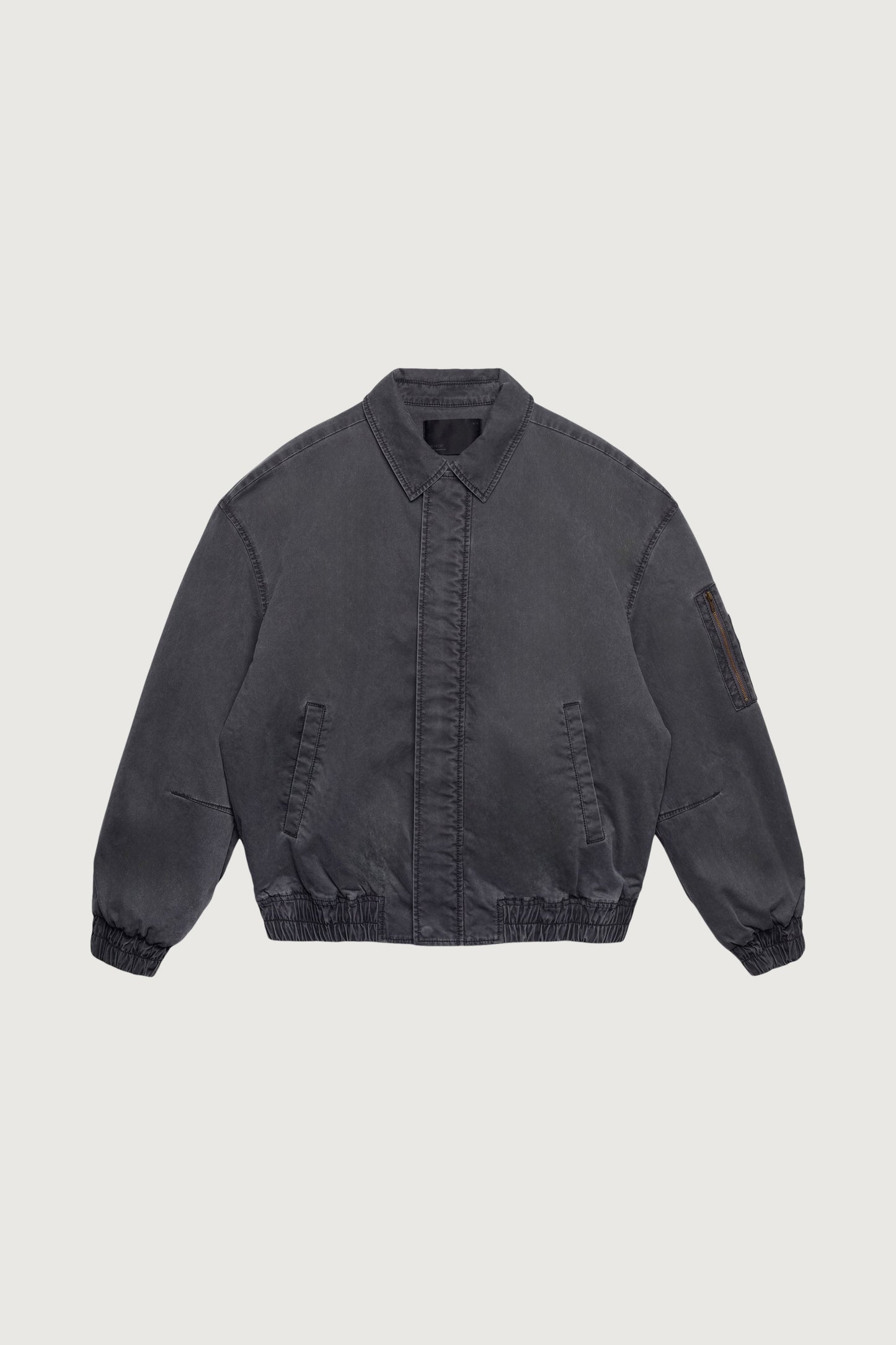 WASHED EFFECT COTTON UTILITY BOMBER JACKET