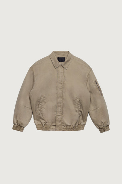 WASHED EFFECT COTTON UTILITY BOMBER JACKET