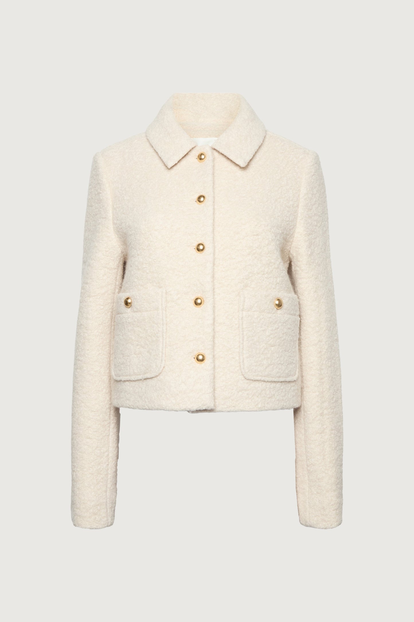 BOUCLE WOOL BLEND COLLARED JACKET