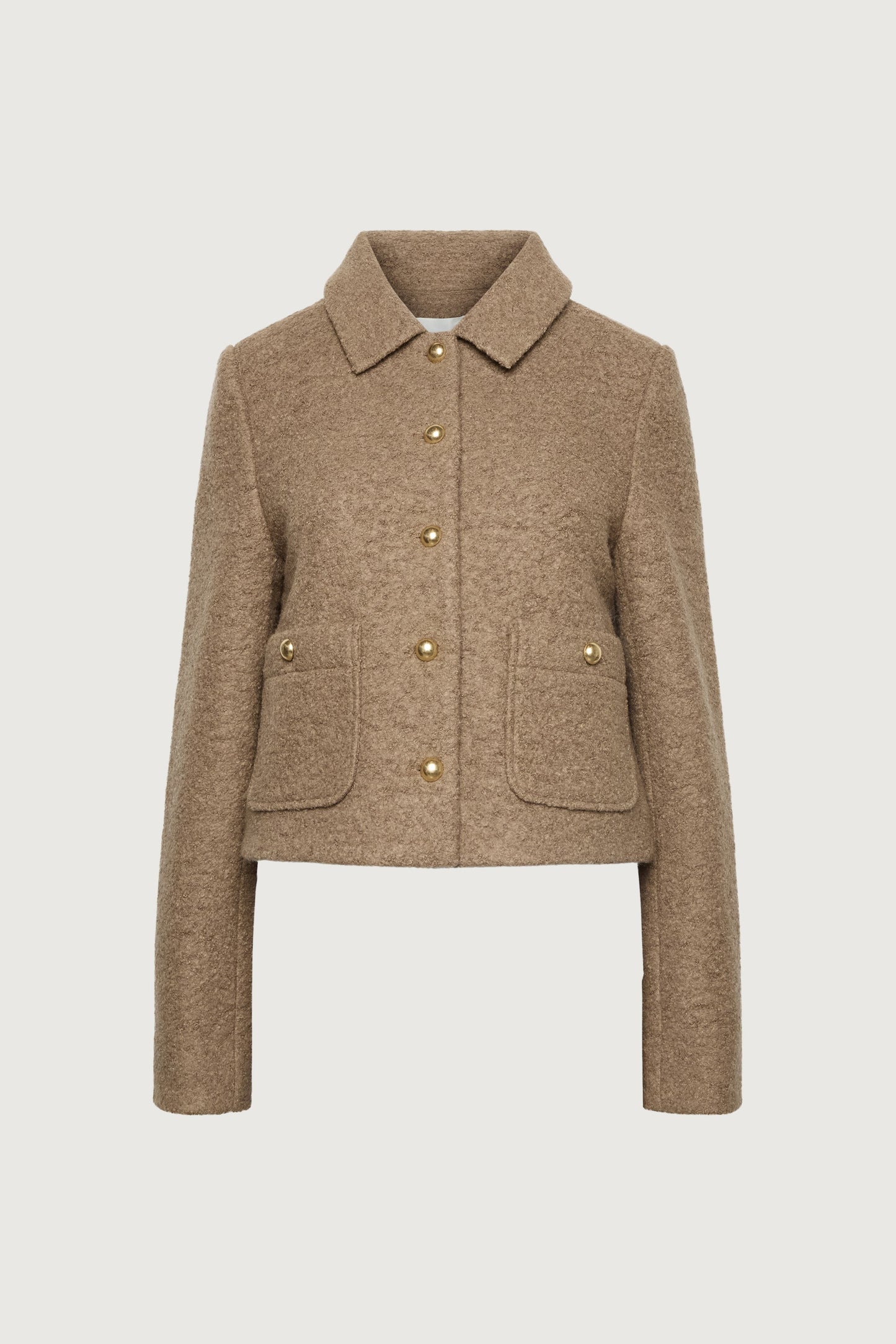 BOUCLE WOOL BLEND COLLARED JACKET