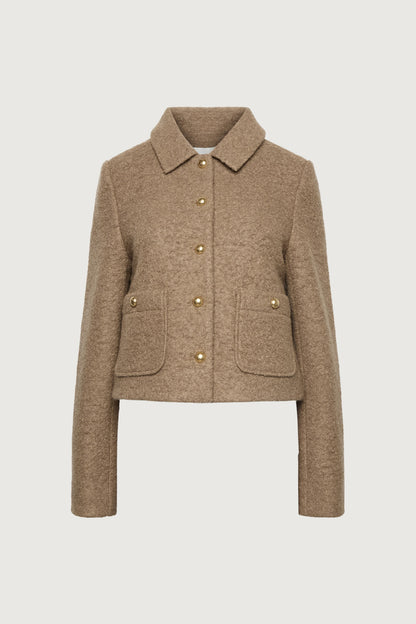 BOUCLE WOOL BLEND COLLARED JACKET